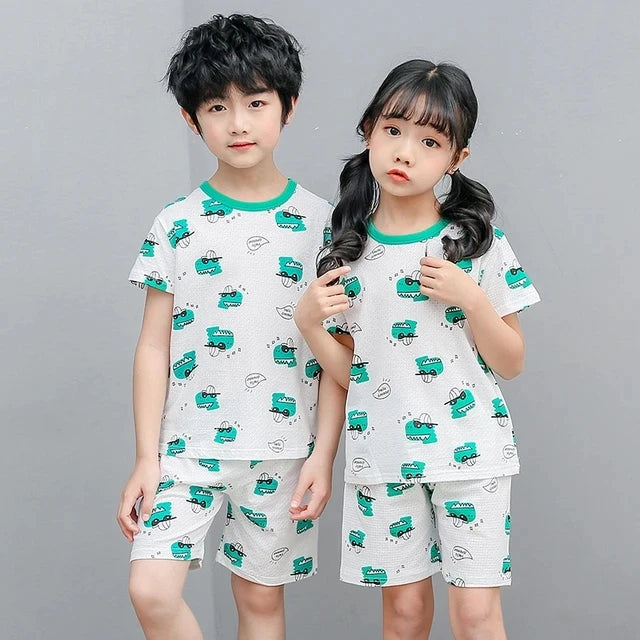 4 6 8 10Years Child Boy Girl Pajamas Cotton Sleepwear Tops Pants Clothing Sets for Teens Girl Strawberry Pyjama Kids Cat Pijamas