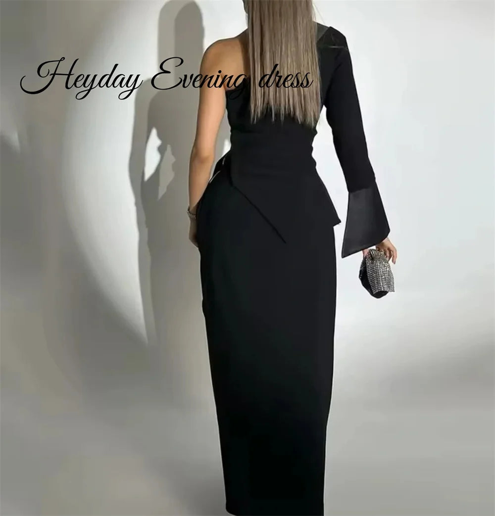 Heyday One-Shoulder-Customized formales Partykleid Saudi Long Elegant Button Crepe Knöchellange Abendkleider Luxus 2024