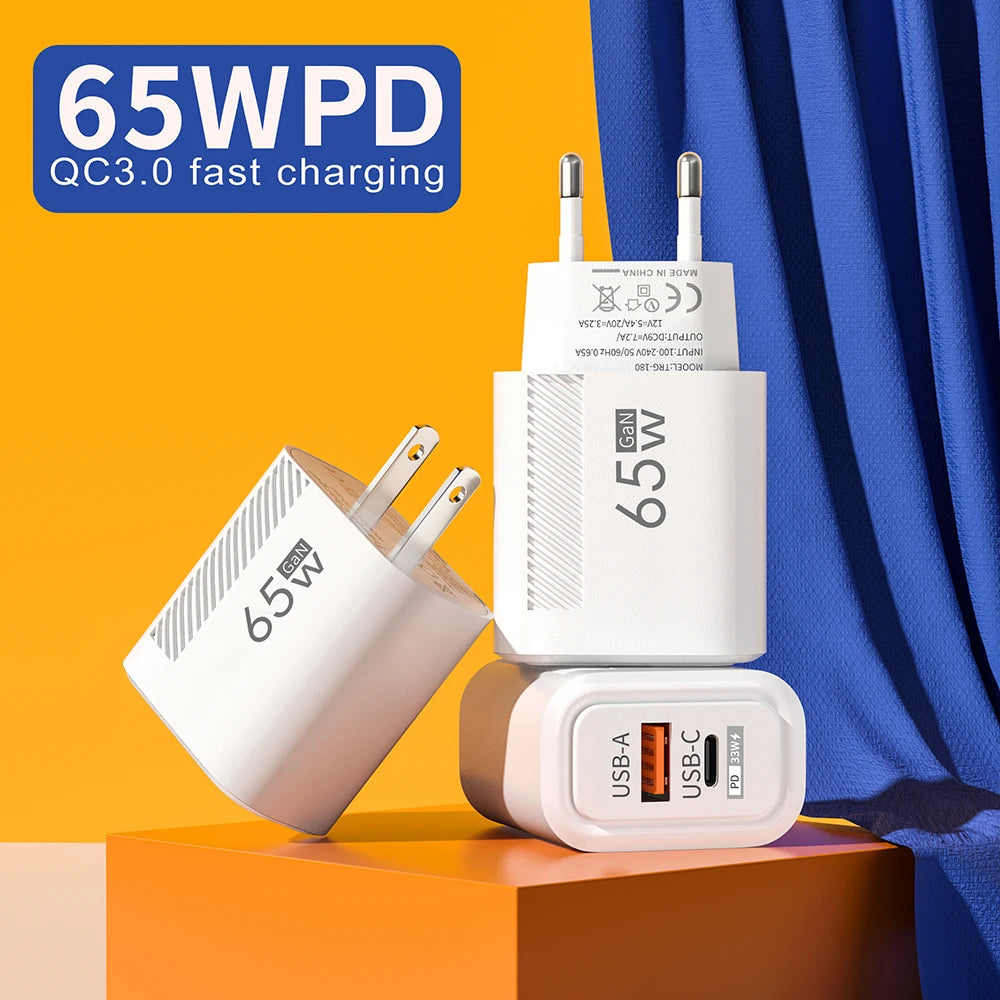 Total 65W GaN Charger USB PD Fast Charging High Speed Type C Quick