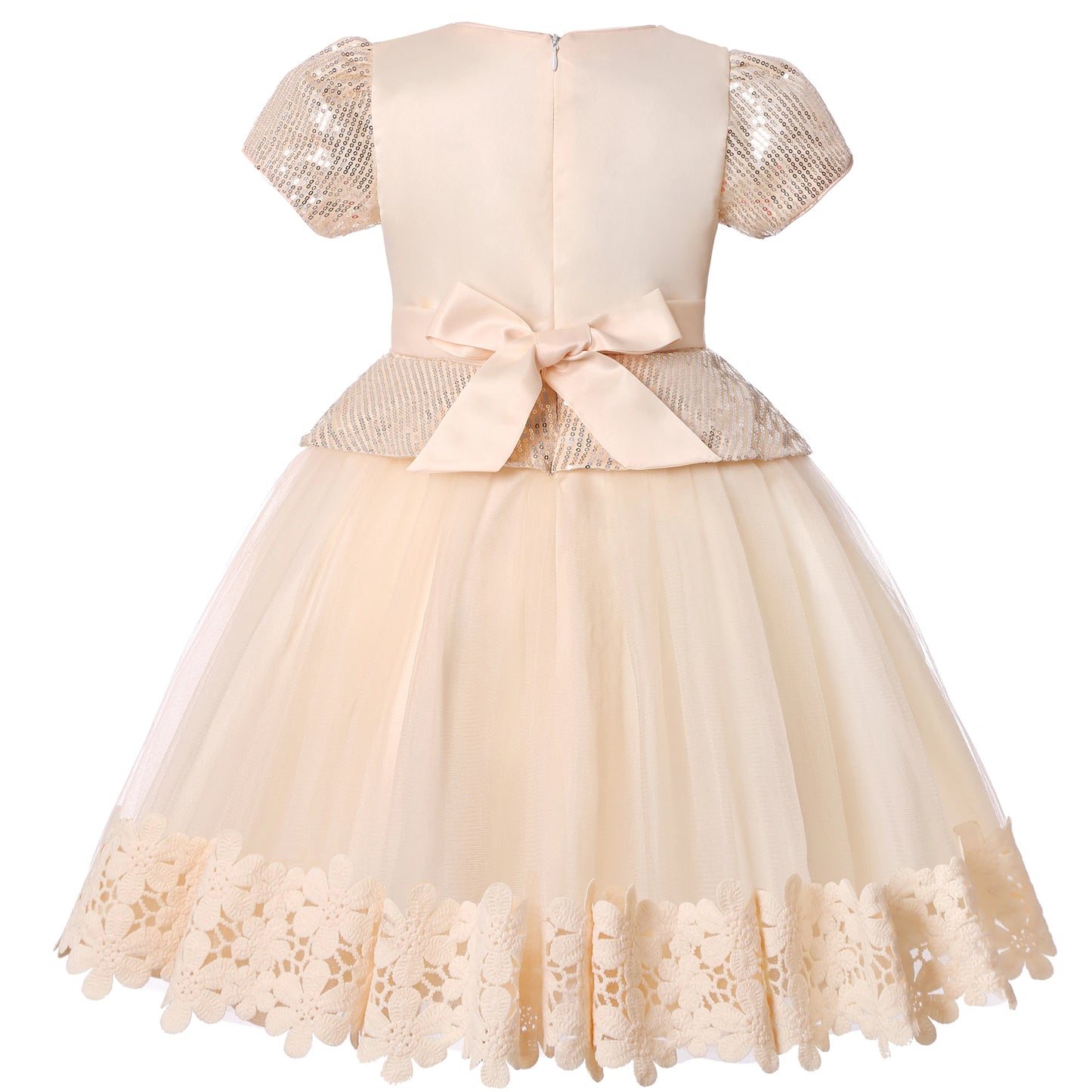 The New Children's Sequined Dress Bow Gauze Gauze Gauze Puffy Dress Little Girl Birthday party Dress Performance