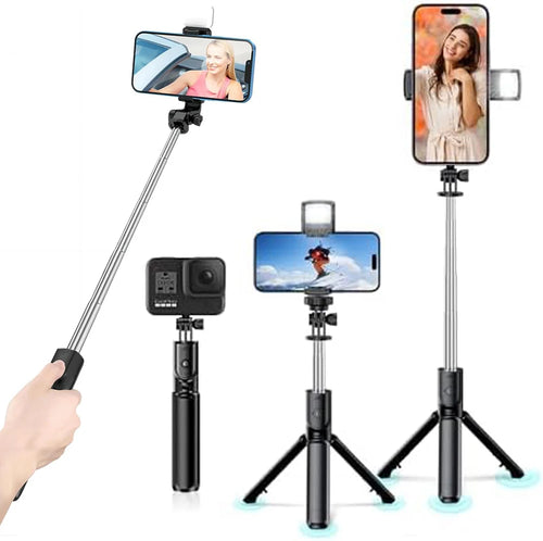 3In1 Bluetooth Wireless Selfie Tripod With Fill Light Shutter Remote