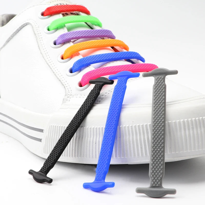 16Pcs/Lot Fashion Silicone Shoelaces Elastic for Sneakers Shoe laces