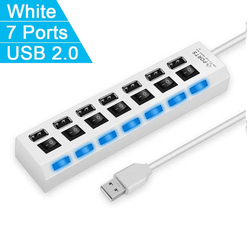 Adaptador expansor de concentrador USB 2.0 de 4/7 puertos de alta velocidad Divisor multiUSB 