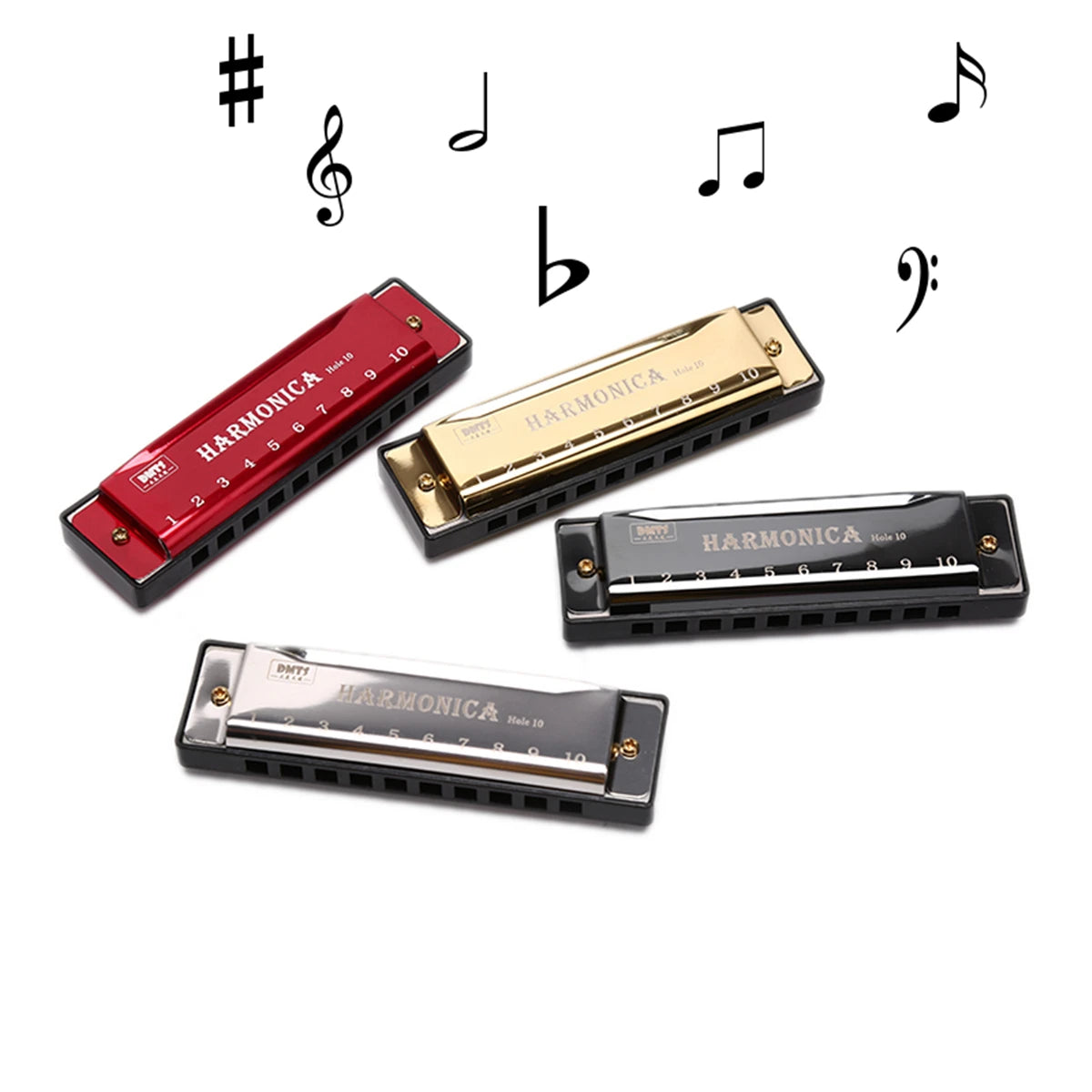 Harmonica Key of C 10 Hole Diatonic Harmonica C with Case for Beginner