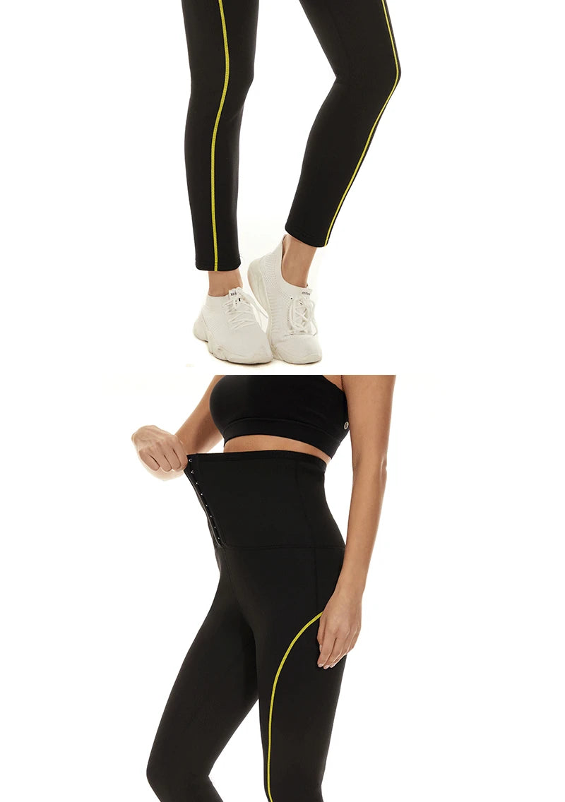 SEXYWG Pantalones de sauna para mujer, entrenador de cintura, control de abdomen, adelgazamiento, leggings de cintura media, pantalones de pérdida de peso, entrenamiento para correr