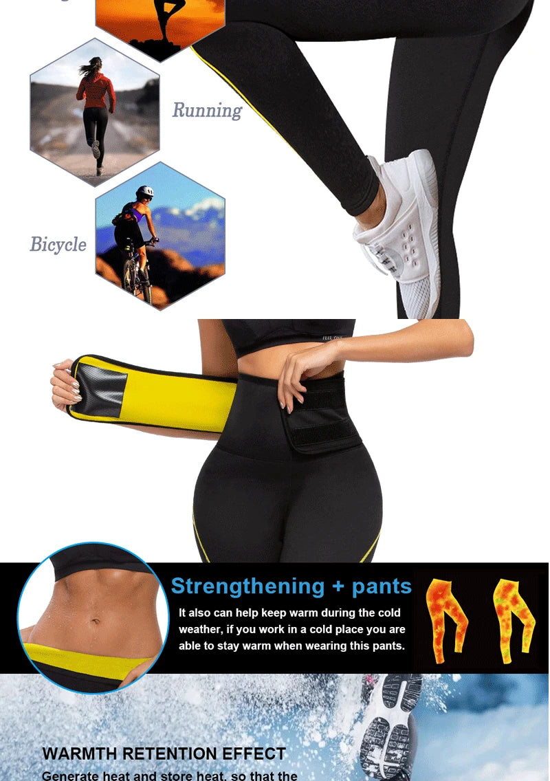 SEXYWG Pantalones de sauna para mujer, entrenador de cintura, control de abdomen, adelgazamiento, leggings de cintura media, pantalones de pérdida de peso, entrenamiento para correr