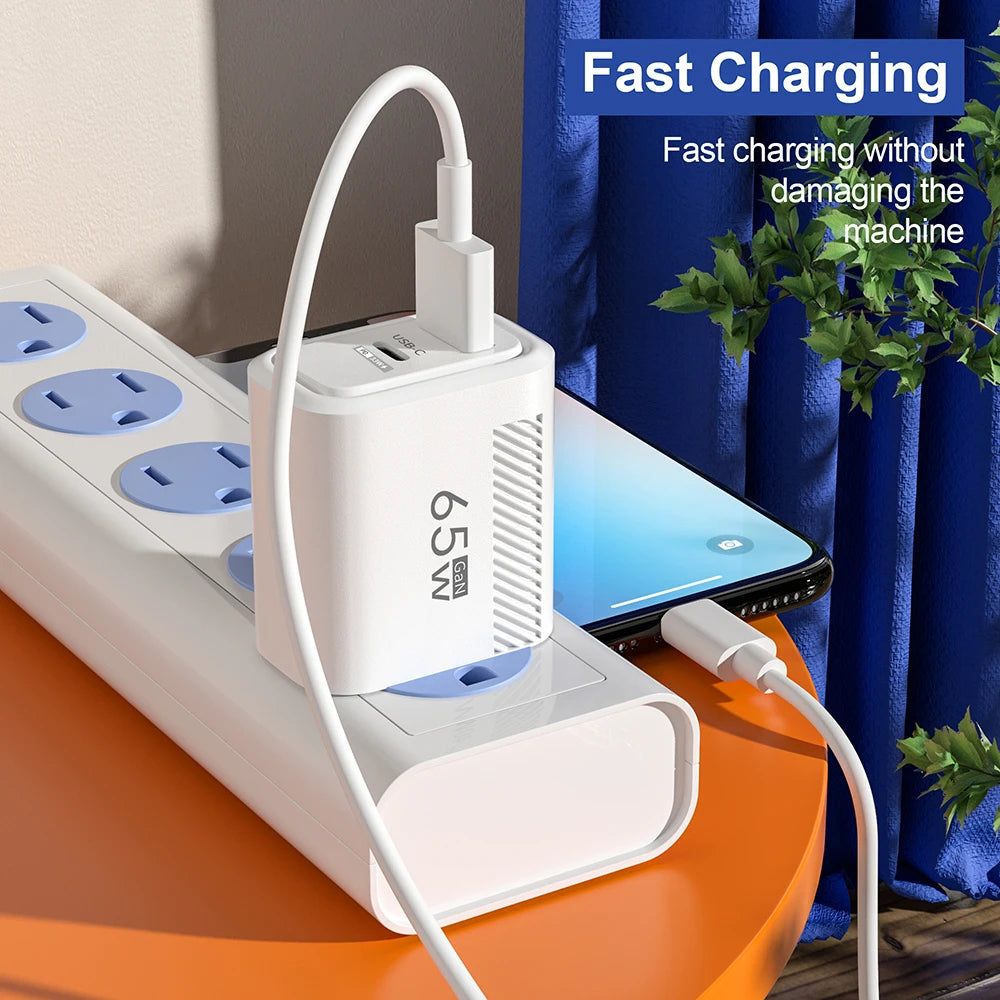 Total 65W GaN Charger USB PD Fast Charging High Speed Type C Quick