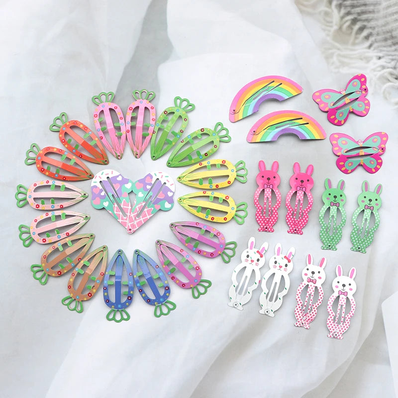 20/30pcs Cartoon Animal Fruit Hairpins Girls Children Sweet Hair Decorate Metal Hair Clip For Girls Fashion Hair Accessories