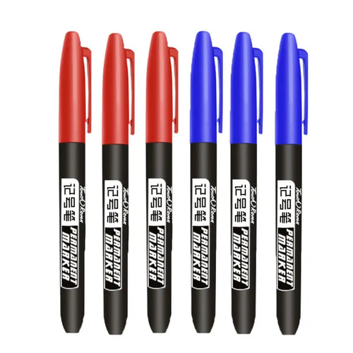 6 PCS Permanent Marker Pen Manga Drawing Markers Black Blue Red