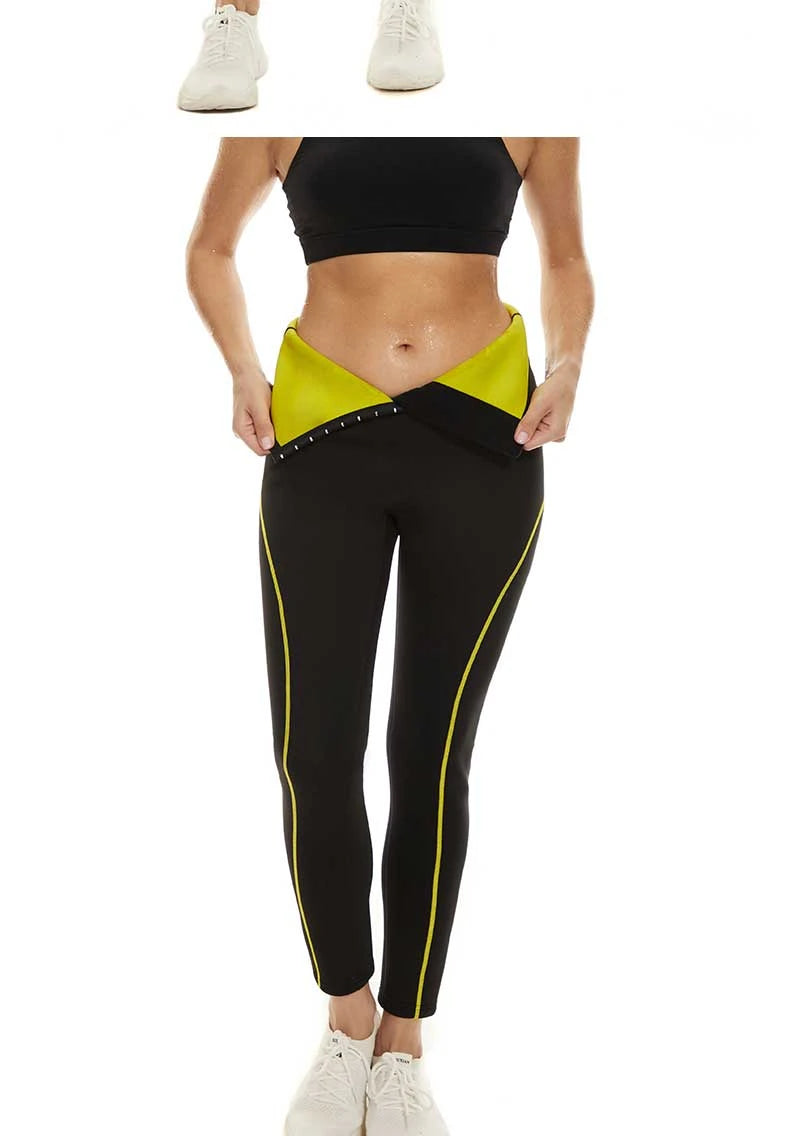 SEXYWG Pantalones de sauna para mujer, entrenador de cintura, control de abdomen, adelgazamiento, leggings de cintura media, pantalones de pérdida de peso, entrenamiento para correr