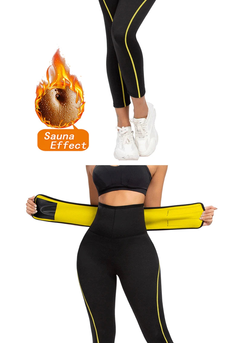 SEXYWG Saunahose für Damen, Taillentrainer, Bauchkontrolle, Schwitz-Leggings, mittlere Taille, Hose zur Gewichtsabnahme, Workout, Laufen