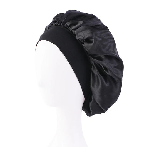 Nuevo gorro de dormir de ala ancha de satén liso para mujer, unisex, para la cabeza 