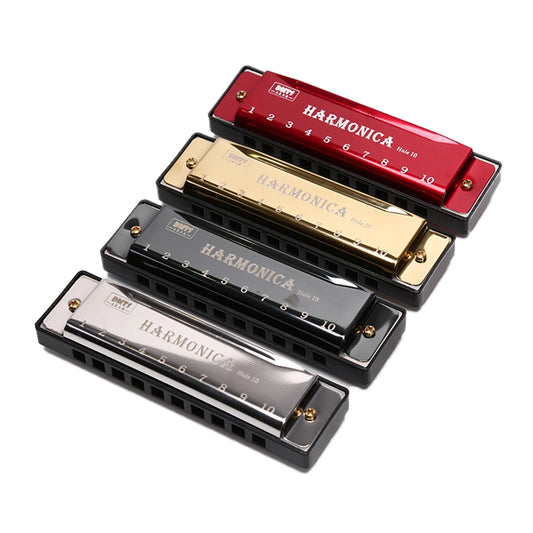 Harmonica Key of C 10 Hole Diatonic Harmonica C with Case for Beginner