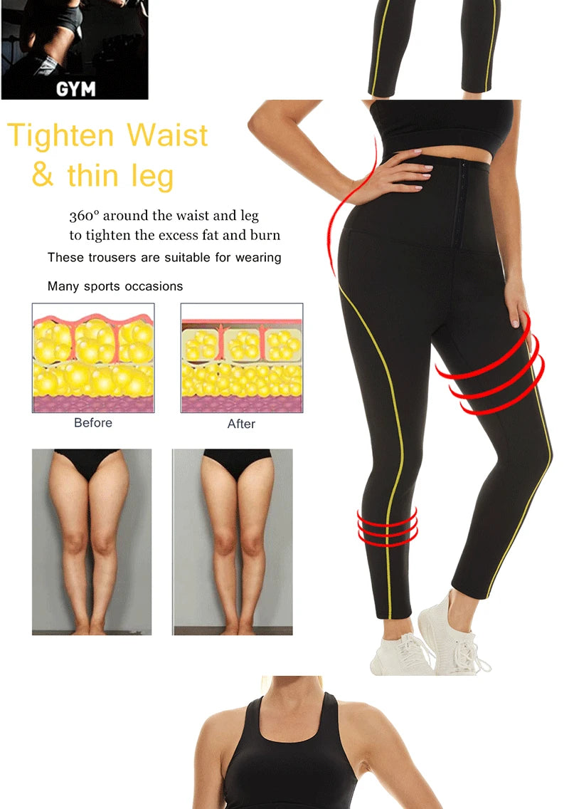 SEXYWG Saunahose für Damen, Taillentrainer, Bauchkontrolle, Schwitz-Leggings, mittlere Taille, Hose zur Gewichtsabnahme, Workout, Laufen