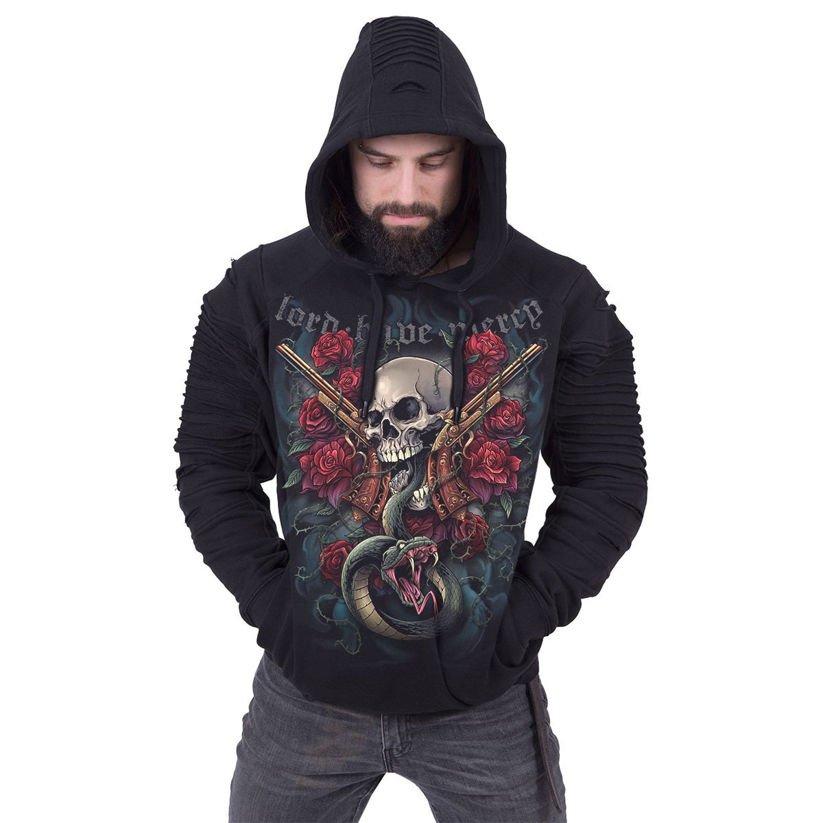 LORD HAVE MERCY - Sudadera con capucha de moda de motociclista de primera calidad para hombre