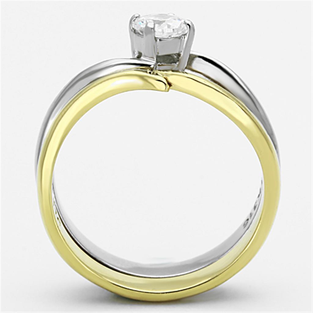 TK1092 - Zweifarbiger IP-Gold-Edelstahlring (Ionenplattierung) mit AAA