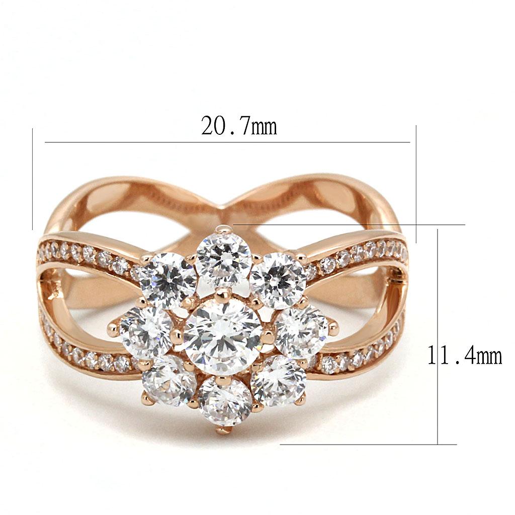 TS586 - Roségold 925 Sterling Silber Ring mit AAA Qualität CZ in Klar