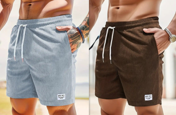 Pantalones cortos deportivos de pana de verano con cordones y cordón Ropa para hombre