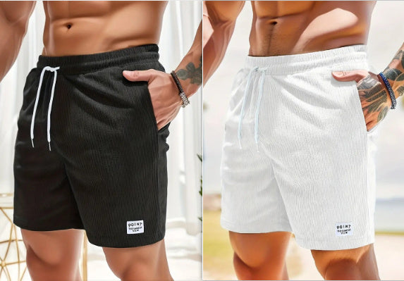 Pantalones cortos deportivos de pana de verano con cordones y cordón Ropa para hombre