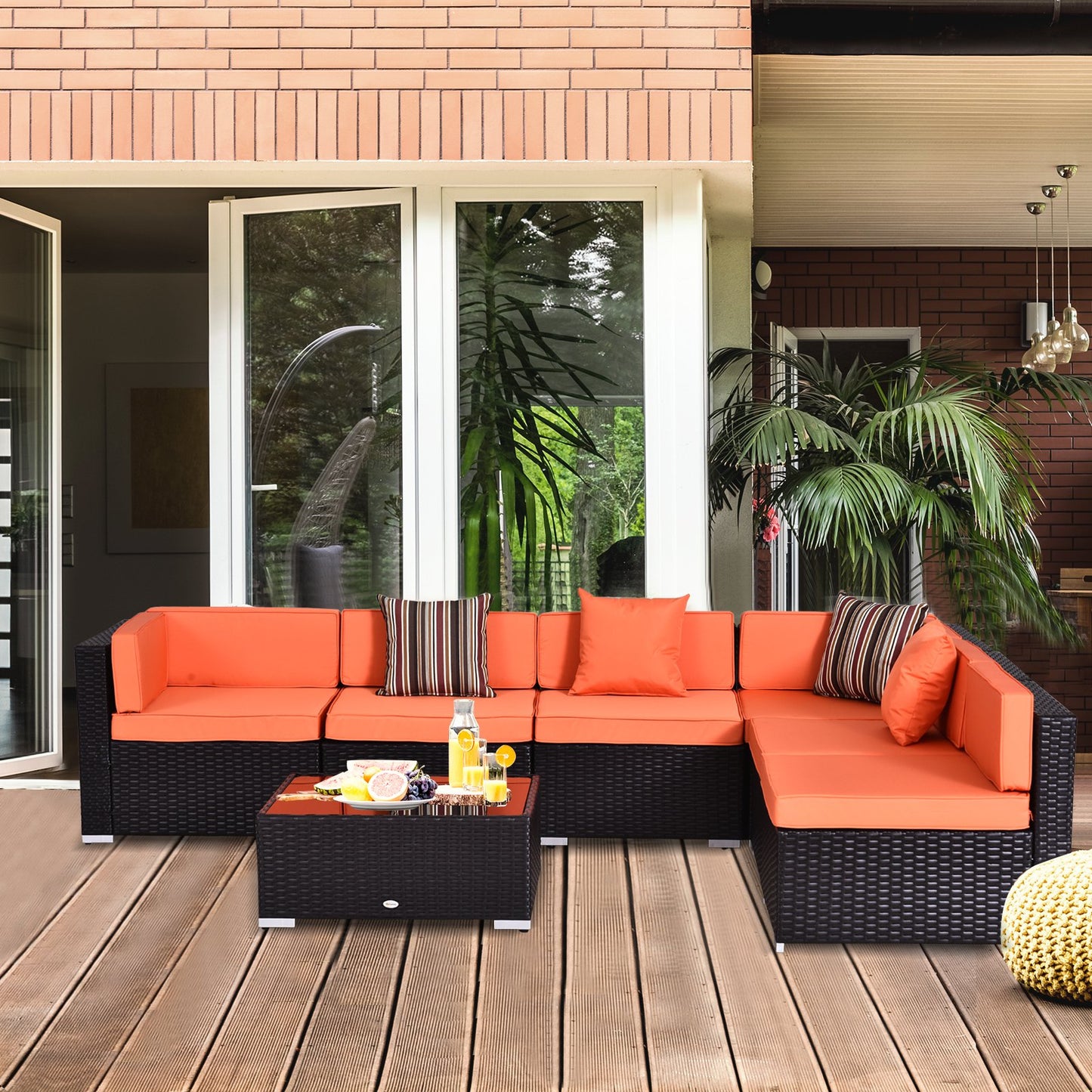 Outsunny 7-teiliges Rattan-Sofa-Set, Korbmöbel für den Garten