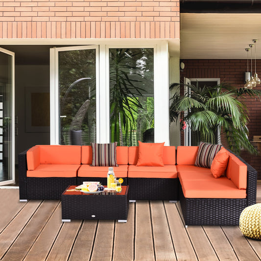 Conjunto de sofás de ratán de 7 piezas Outsunny Muebles de jardín de mimbre para exterior