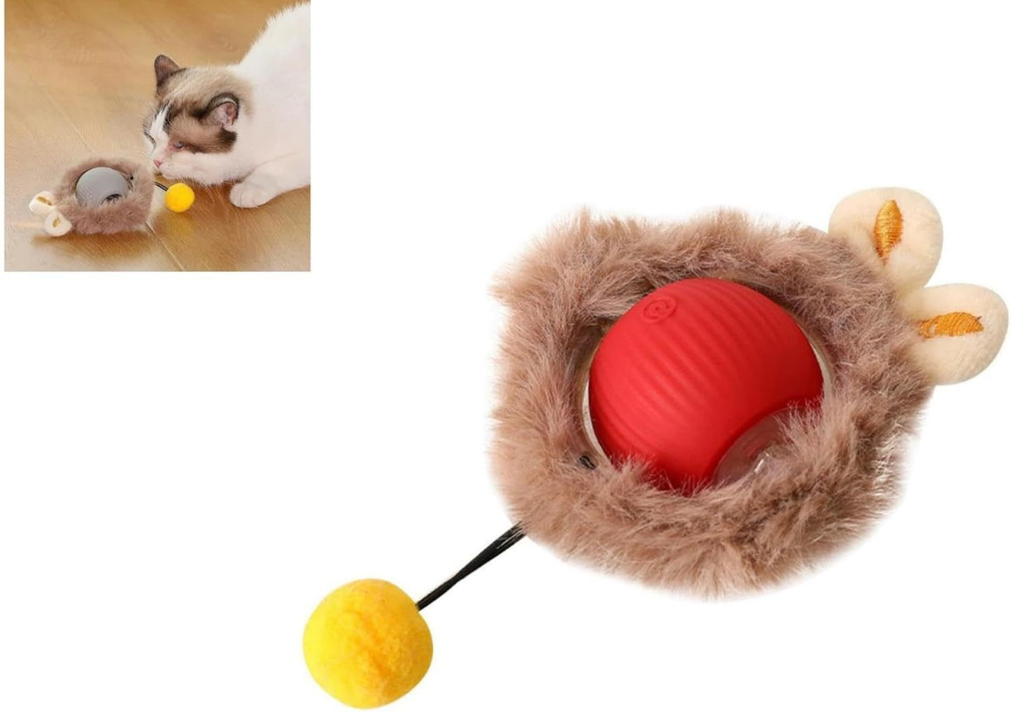 Interactive Cat Toys Rolling Ball Dog Ball Smart Automatic Rotating Rolling Ball With String, Interactive Self Moving Balls Toys For Large Small Dogs