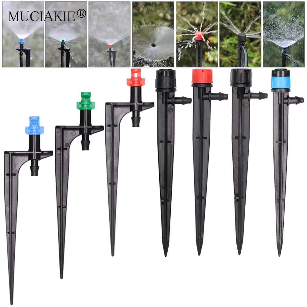 15 piezas de riego por goteo para jardinería, 13 cm, emisores de estaca, pulverizador, aspersor Vortex, apto para mangueras de 4/7 mm, boquillas de nebulización para riego agrícola 