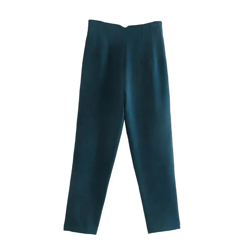 TRAF Fashion Office Wear Pantalones de cintura alta para mujer Pantalones formales Trajes de oficina Pantalones tubo Pantalones negros, rosas y blancos para mujer 