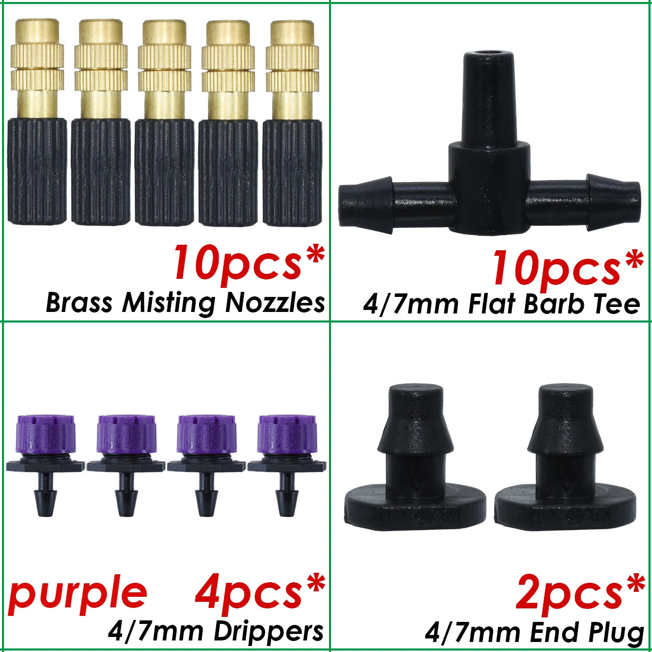 KESLA Garden Drip Irrigation System 1/4'' Hose Micro Mist Spray Cooling Watering Kit Adjustable Sprinkler Dripper Tee Connector