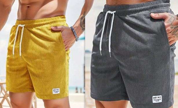 Pantalones cortos deportivos de pana de verano con cordones y cordón Ropa para hombre