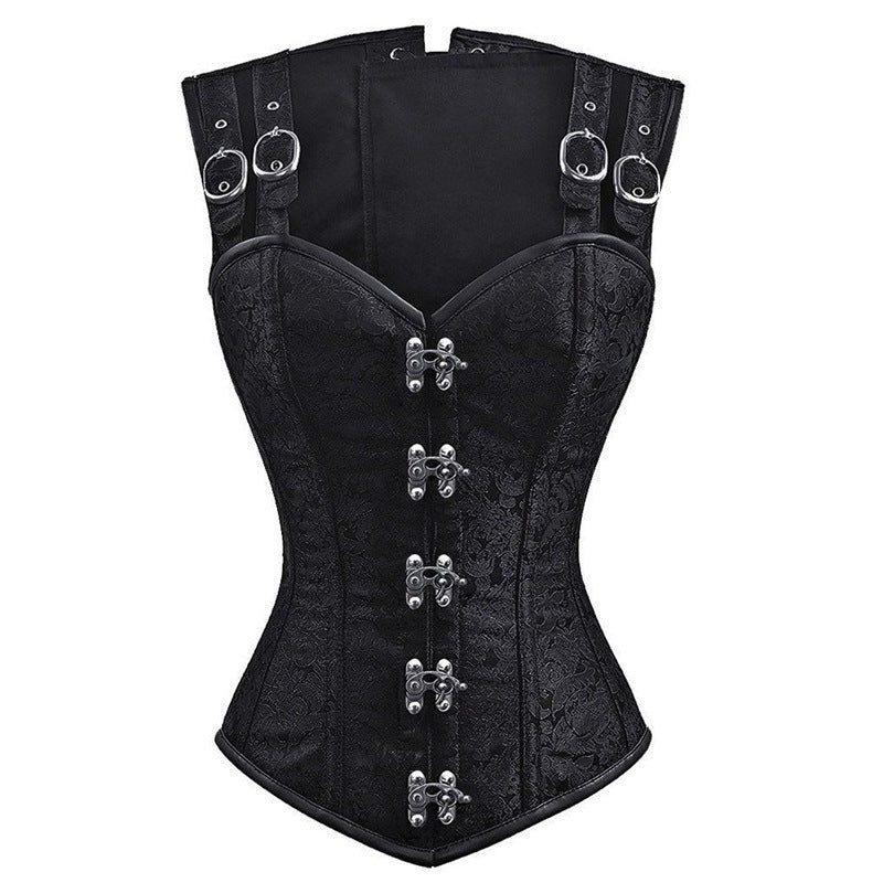 Damen Gothic Punk Stahl Doppelknopf Riemen Shaper