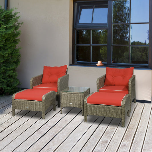 Outsunny 5-teiliges Gartenmöbel-Set aus Rattan und Korbgeflecht