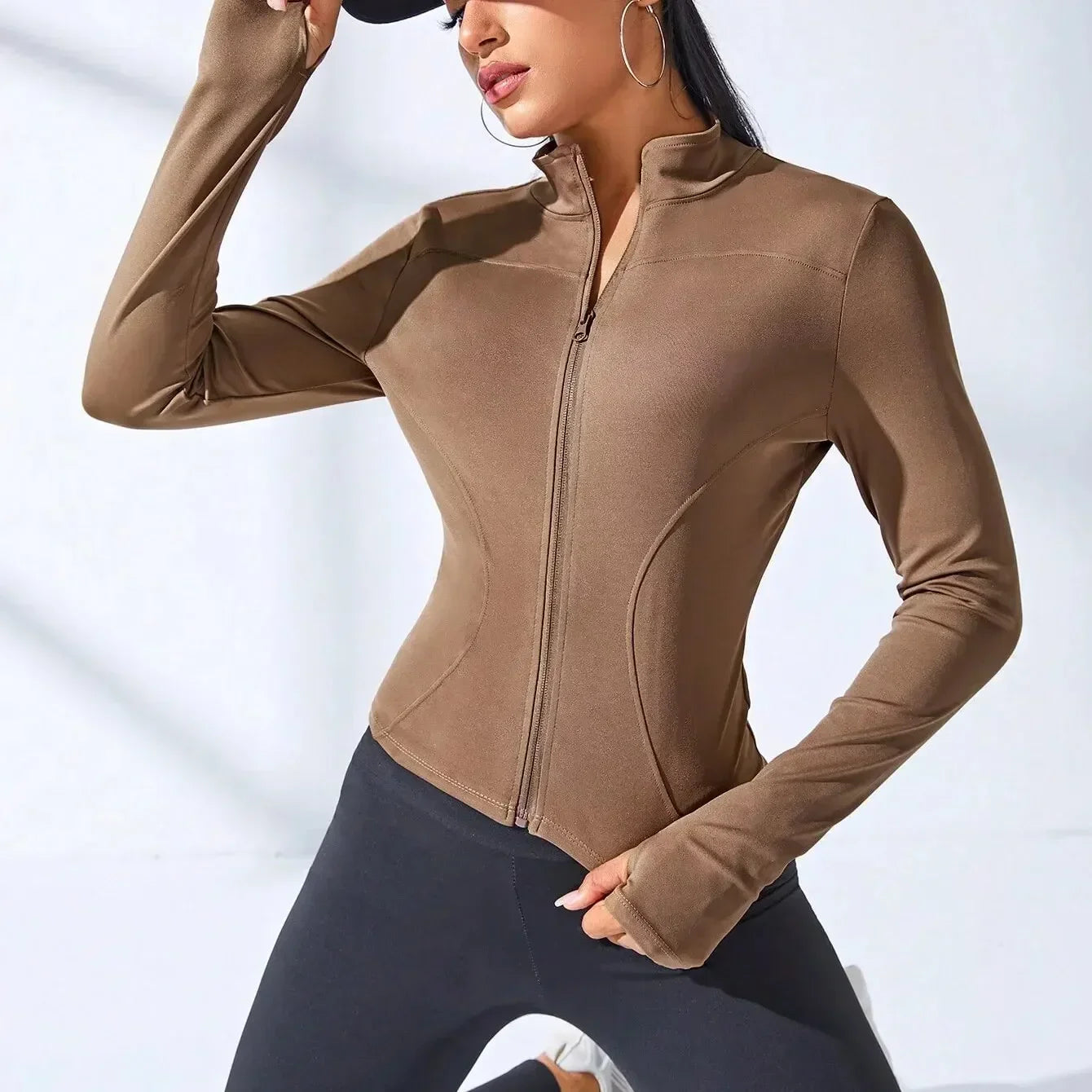 Chaqueta deportiva corta de yoga 2024, ropa de fitness para mujer, chaqueta de yoga con cremallera para esculpir el cuerpo y adelgazar 