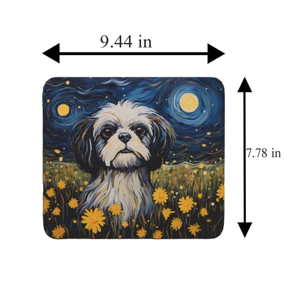 Alfombrilla de ratón antideslizante para ordenador con diseño de perro Shih-Tzu y noche estrellada