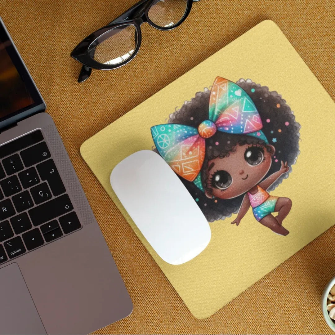 Afro Girl Yoga Pose Non-Slip Computer Mousepad Mouse Pad