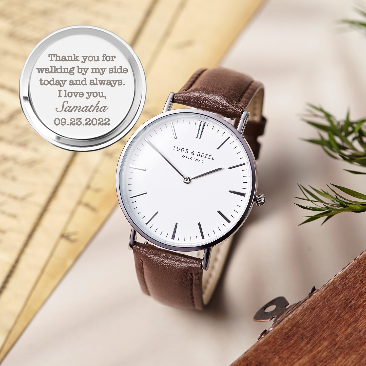 Personalisierte Herrenuhr, gravierte Uhr als Geschenk für Freund oder Ehemann