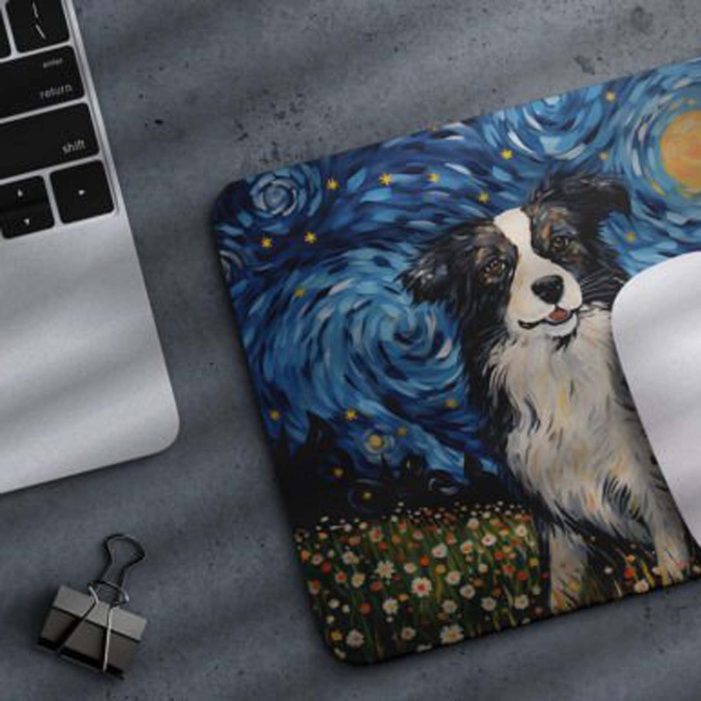 Sternennacht Hund Australian Shepherd Rutschfestes Mauspad