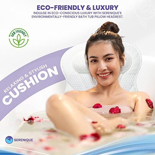 White Bathtub Pillow Bath Pillow with Anti-Slip Suction Cups 4D Mesh