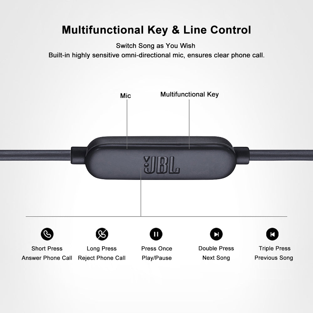 Auriculares con cable de 3,5 mm JBL LIVE100 con sonido estéreo y control de línea