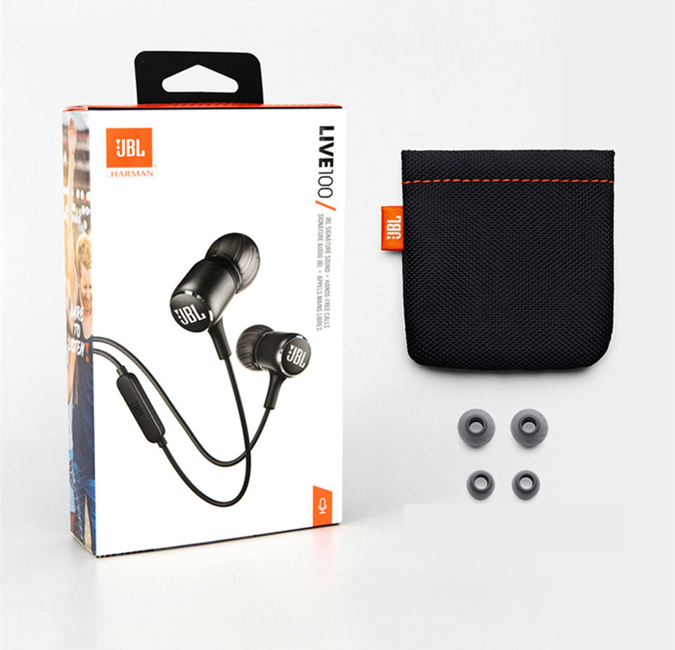 Auriculares con cable de 3,5 mm JBL LIVE100 con sonido estéreo y control de línea