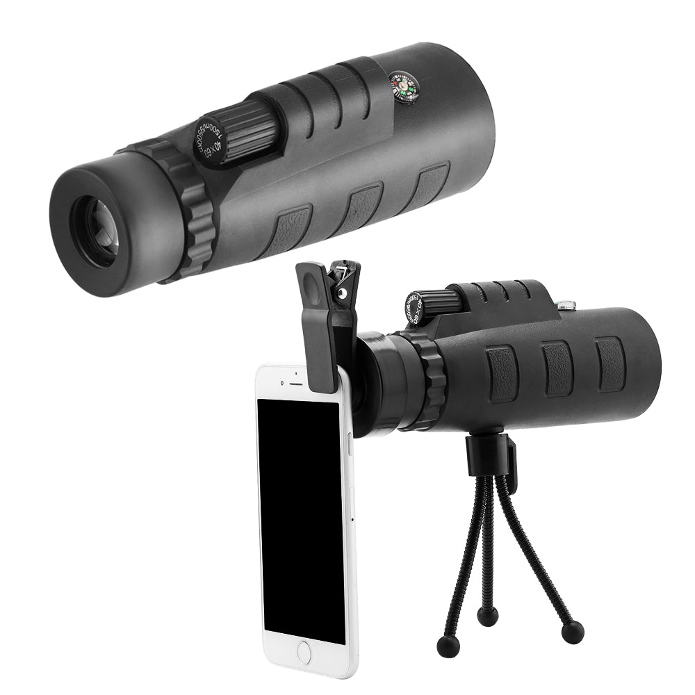 Telescopio monocular óptico HD 10X con clip para teléfono