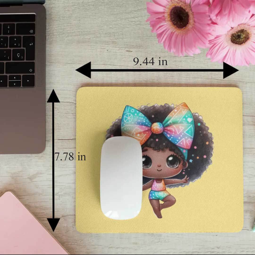 Afro Girl Yoga Pose Non-Slip Computer Mousepad Mouse Pad