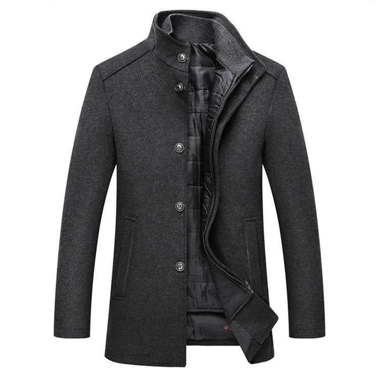 Winter Herren Wolljacke Slim Fit Dicker warmer Mantel