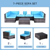 Conjunto de muebles de exterior para patio y jardín de 7 piezas de ratán de Outsunny