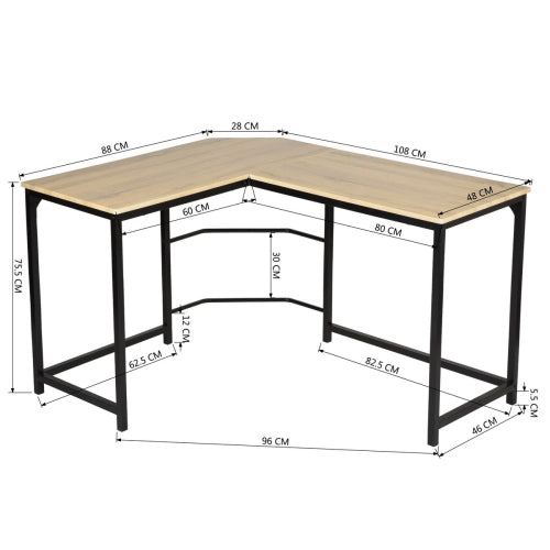 Escritorio de computadora en forma de L, mesa para computadora portátil, muebles de estación de trabajo de madera 