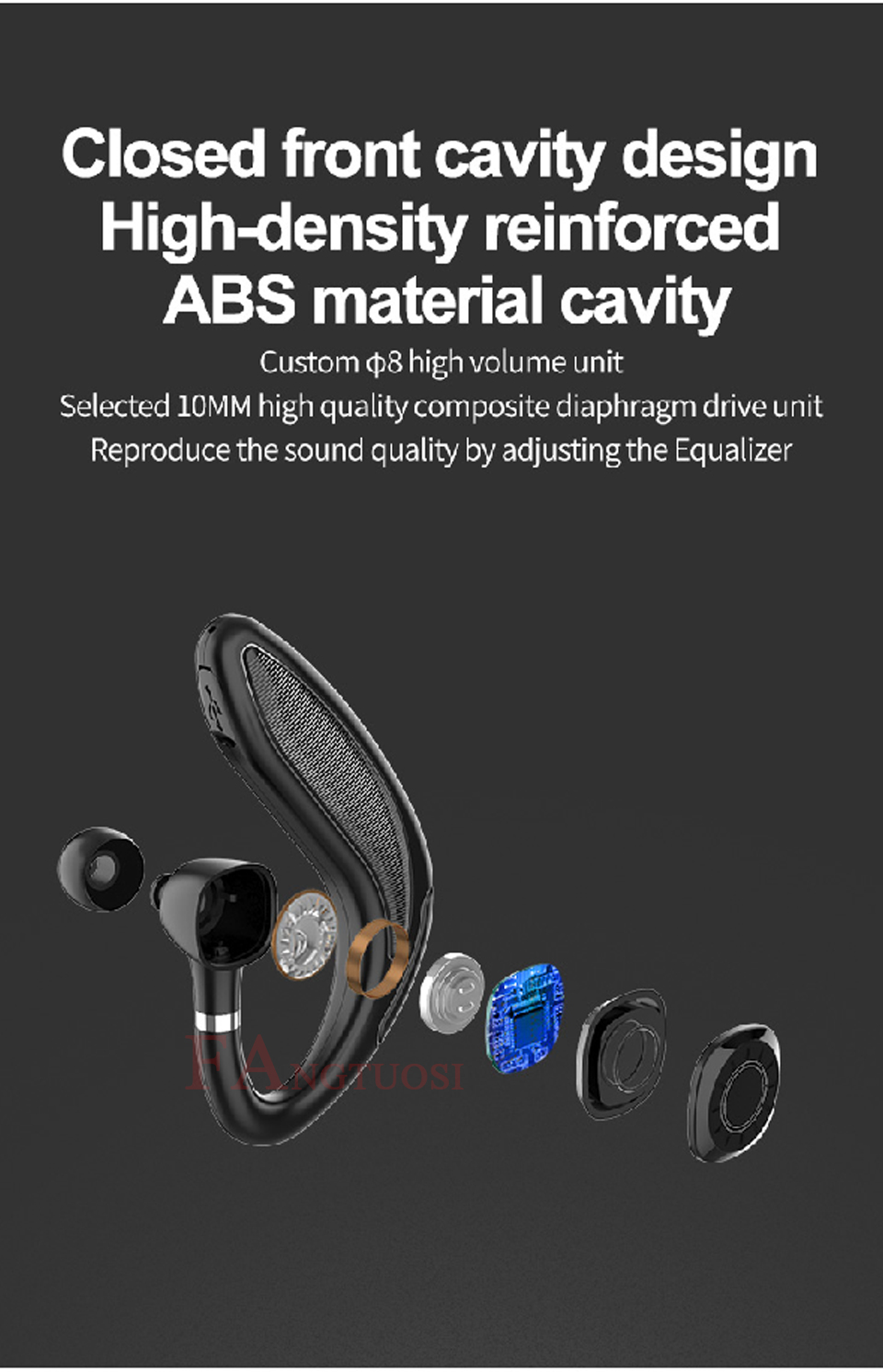 Auriculares inalámbricos Bluetooth 5.0 con manos libres y modo de espera prolongado