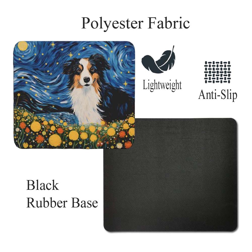 Starry Night Dog Australian Shepherd Non-Slip Mousepad