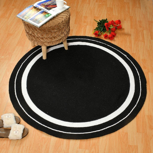 Reversible 100% Cotton Area Rug for Farmhouse (Size = 3’Ft. Round)