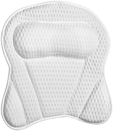 White Bathtub Pillow Bath Pillow with Anti-Slip Suction Cups 4D Mesh