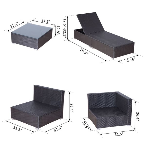 Outsunny 9-tlg. Garten-Sofagarnitur aus Korbgeflecht, Rattanmöbel für den Außenbereich